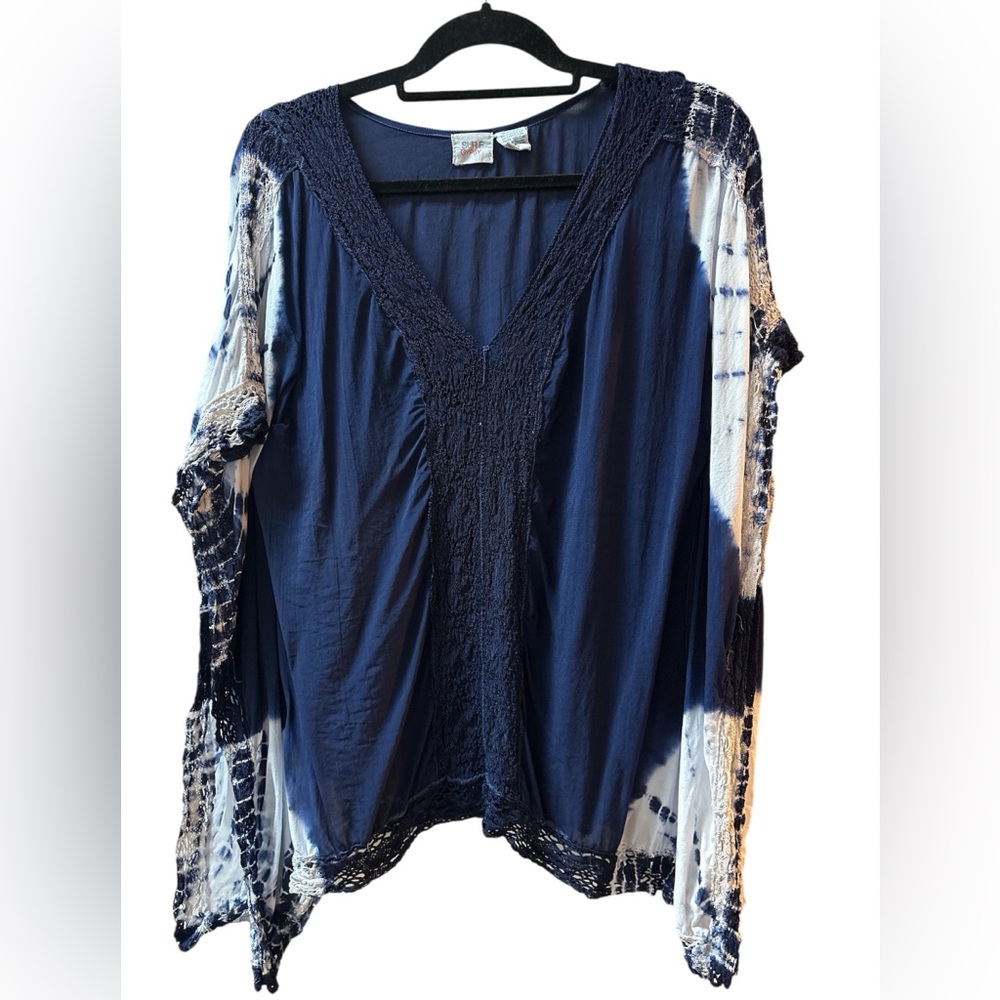 Surf Gypsy Deep Blue Tie-Dye Blouse